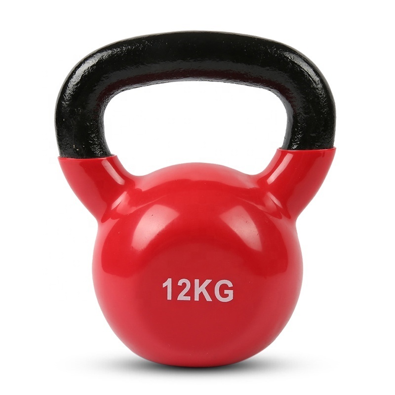 Wholesale Home Gym Weight Strength Training Fitness Equipment Plastic Dipping Vinyl Coated Solid Cast Iron Steel Kettlebell