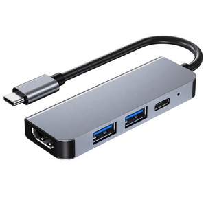 Vietnam Factory Universal Multifunctional 100W USB-C HDMI USB3.0 DP 4-in-1 Aluminum 4 in 1 USB Hub Docking Station up to 100 W