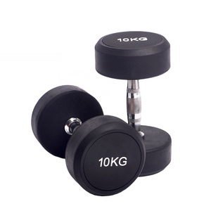 Wholesale Customized Mancuernas 5lb 10lb 15lb 20lb 25lb 30lb 35lb 40lb 45lb 50 Lbs Pound Round Rubber Cast Iron Dumbbell