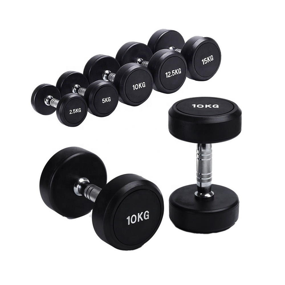 Wholesale Customized Mancuernas 5lb 10lb 15lb 20lb 25lb 30lb 35lb 40lb 45lb 50 Lbs Pound Round Rubber Cast Iron Dumbbell