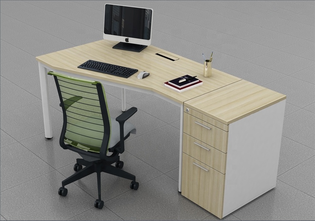 Custom Convenient Multi-Purpose Simple Modern Home Office Metal Table Legs Wood Desktop Work Computer Desk with Drawer Cabinet