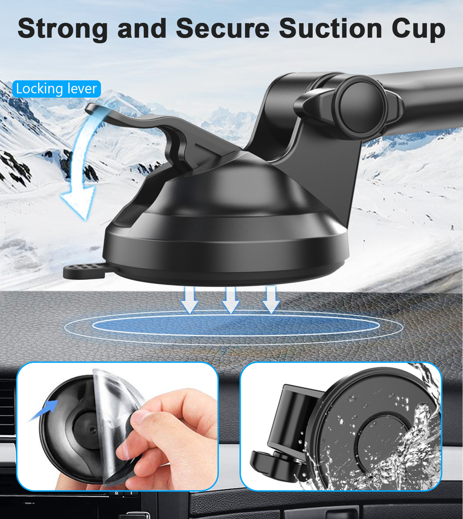 360 Degree Rotation 2-in-1 Magnetic Car Phone Mount Dashboard Windshield Universal Magsafe Phone Holder Work for iPhone