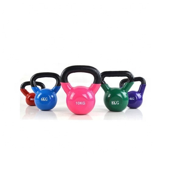 Wholesale Home Gym Weight Strength Training Fitness Equipment Plastic Dipping Vinyl Coated Solid Cast Iron Steel Kettlebell