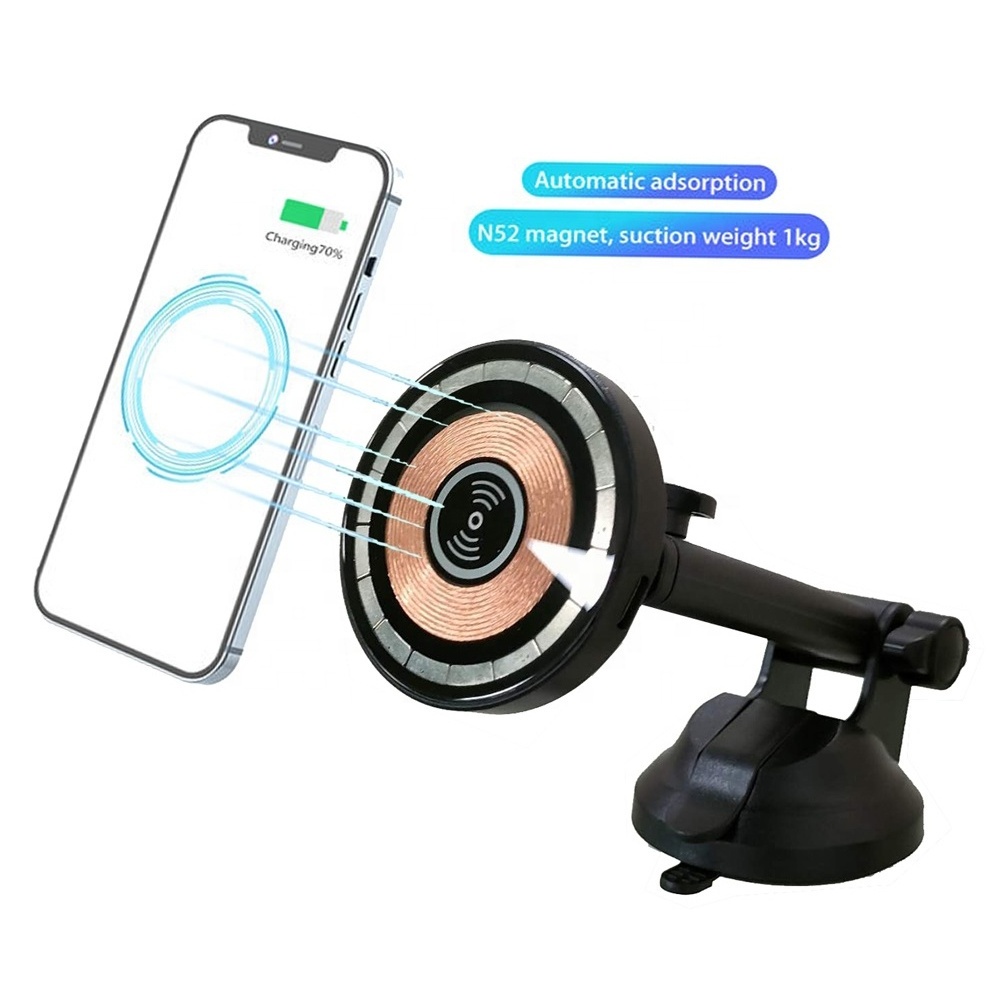 15W Wireless Fast Charging Car Center Console Mobile Phone Stand Bracket Tablet Holders Cellphone Mount with Wireless Charging