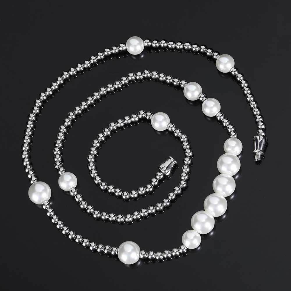 Fashion jewelry wholesale in bulk for men's and women stainless steel jewellery beaded chain glass pearl necklace