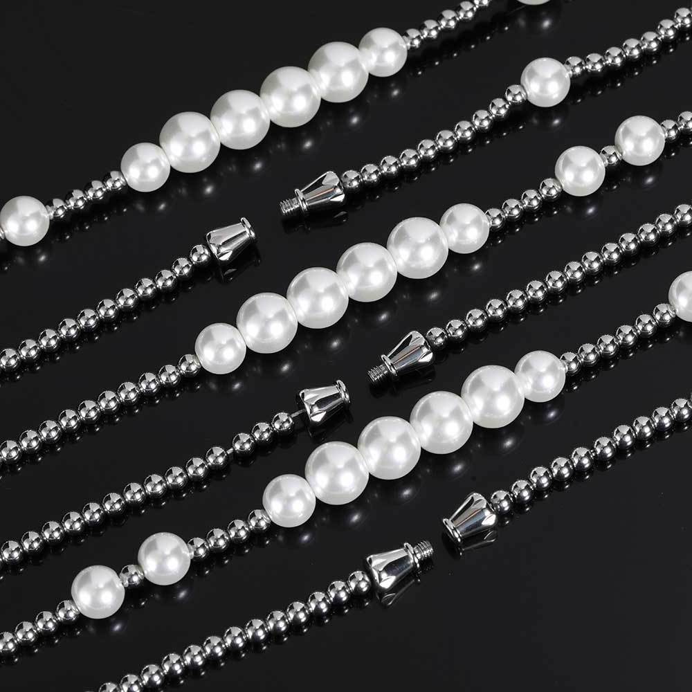 Fashion jewelry wholesale in bulk for men's and women stainless steel jewellery beaded chain glass pearl necklace