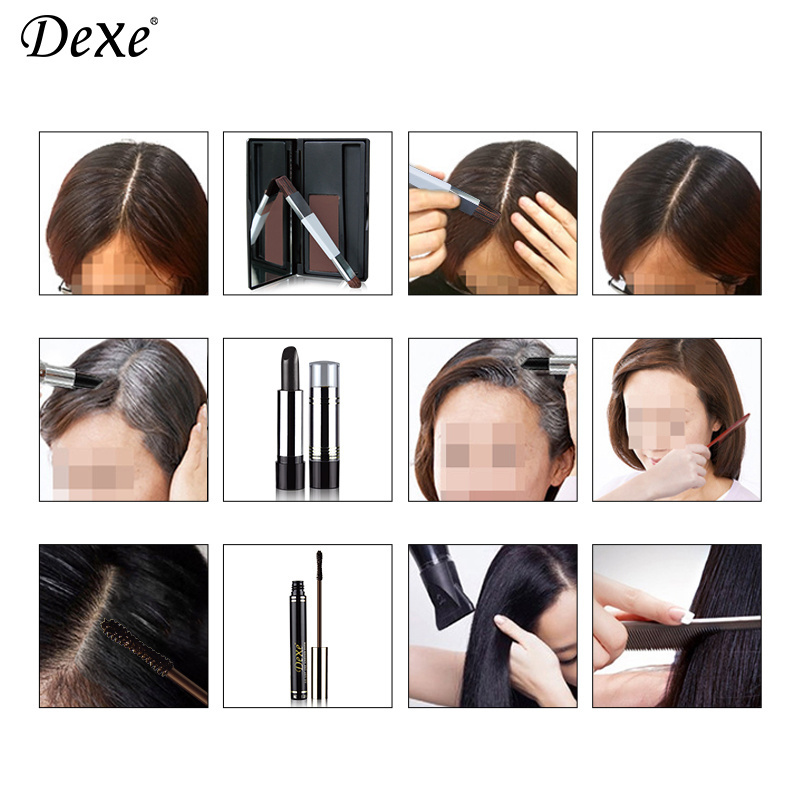 Root touch up of amazing wow effect with makeup brushroot cover up for hair color dye