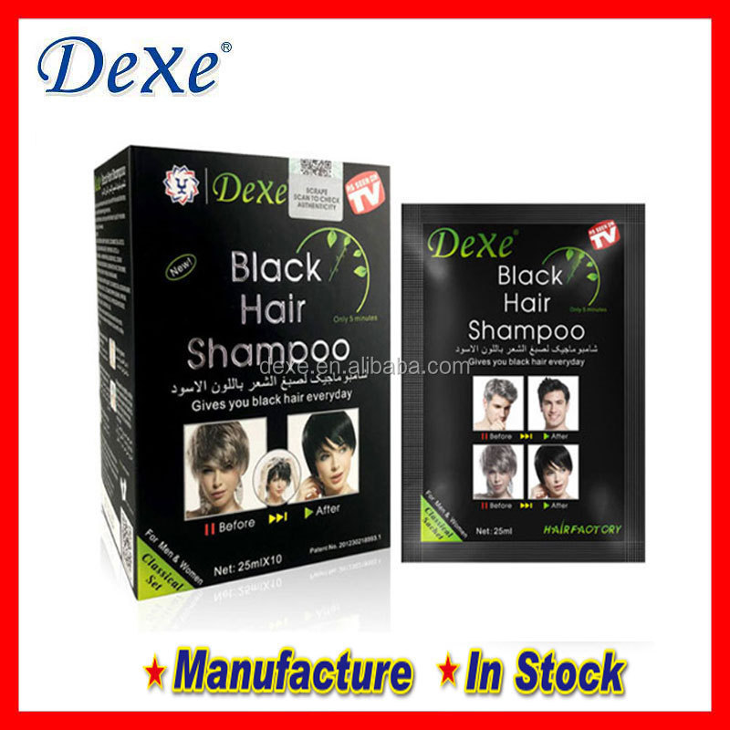 Dexe Black Hair Shampoo Best Quality Natural Herbal Fast Magic Black Turn Hair Into Shining Black in 5 Mins private label OEM