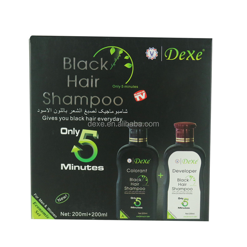 Dexe Black Hair Shampoo Best Quality Natural Herbal Fast Magic Black Turn Hair Into Shining Black in 5 Mins private label OEM