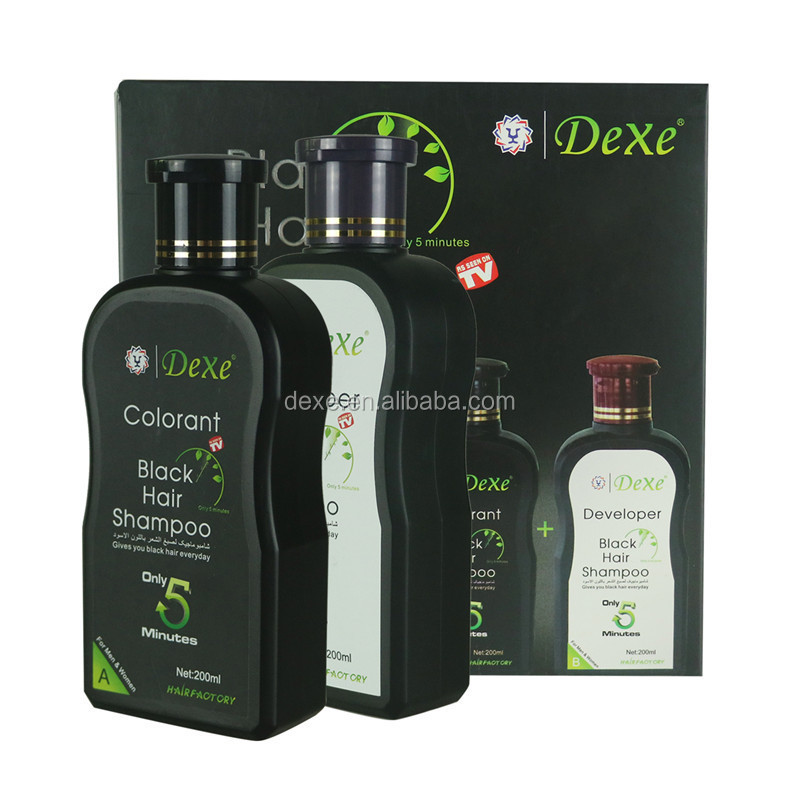 Dexe OEM ammonia free mousse bubble dark brown herbal bright black men permanent black hair dye shampoo