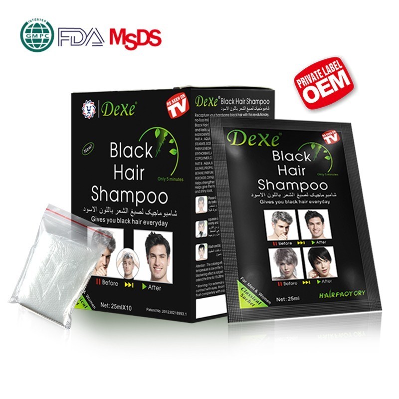 Alibaba Dexe 5 minutes hair dye fast black hair shampoo no dark skin ammonia free no ppd no scalp factory wholesale supplier OEM