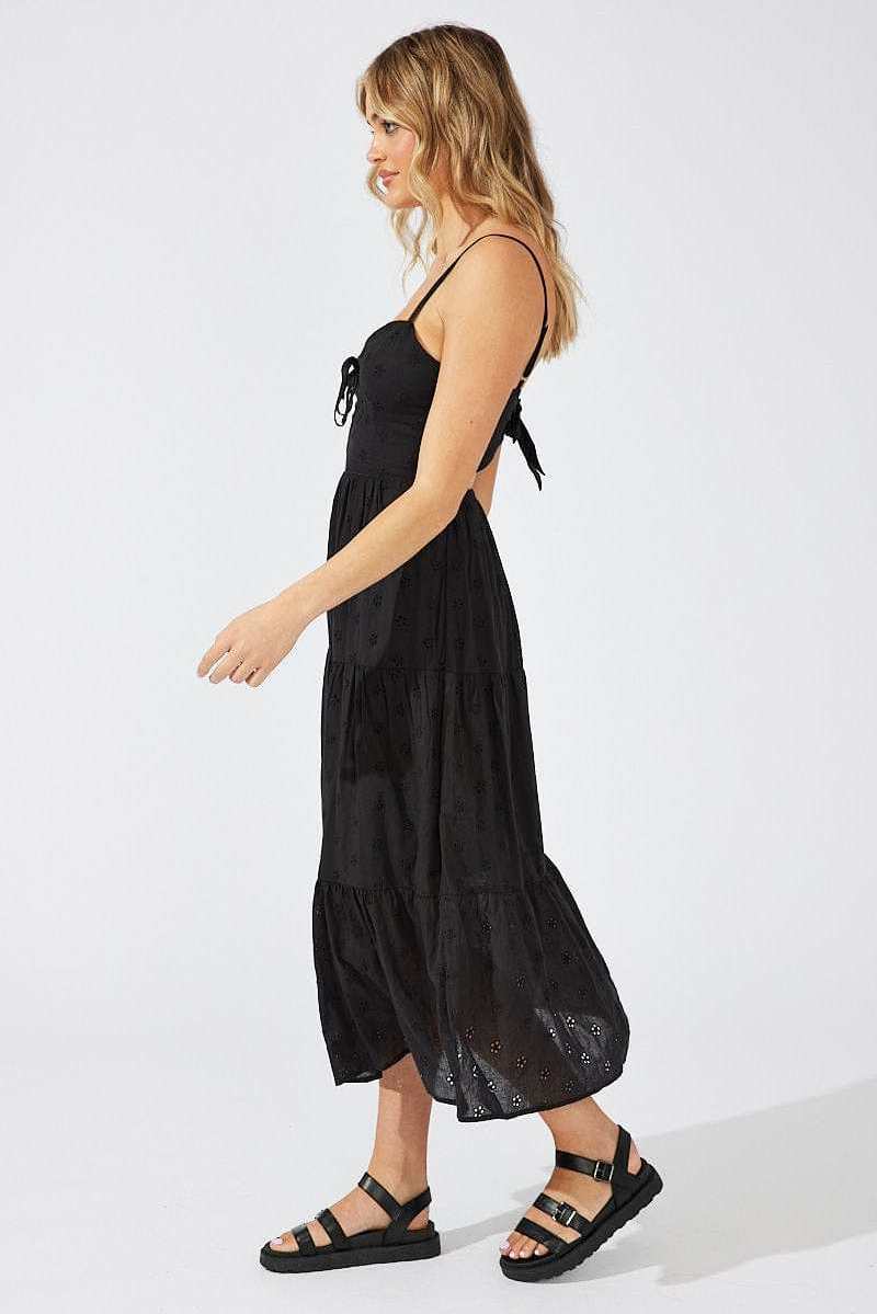 Custom Slim Straps Collarless Sleeveless Deep V Sling Custom Black Sexy Elegant Casual Ladies Chiffon Sling Midi Dress