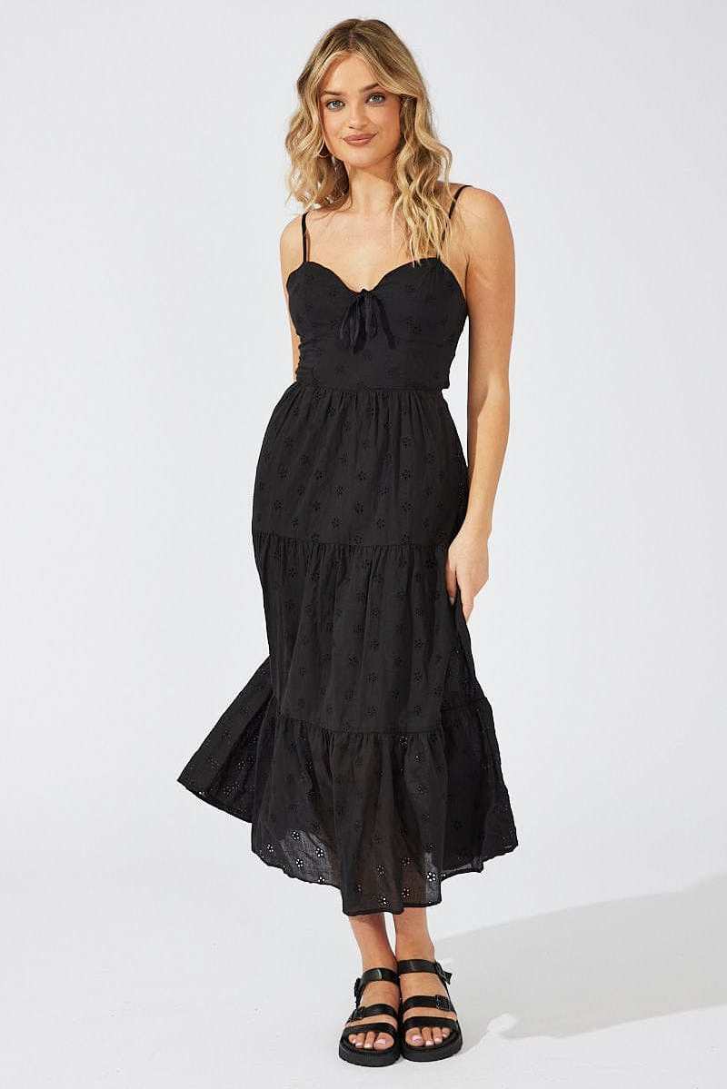 Custom Slim Straps Collarless Sleeveless Deep V Sling Custom Black Sexy Elegant Casual Ladies Chiffon Sling Midi Dress