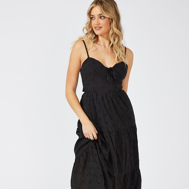 Custom Slim Straps Collarless Sleeveless Deep V Sling Custom Black Sexy Elegant Casual Ladies Chiffon Sling Midi Dress