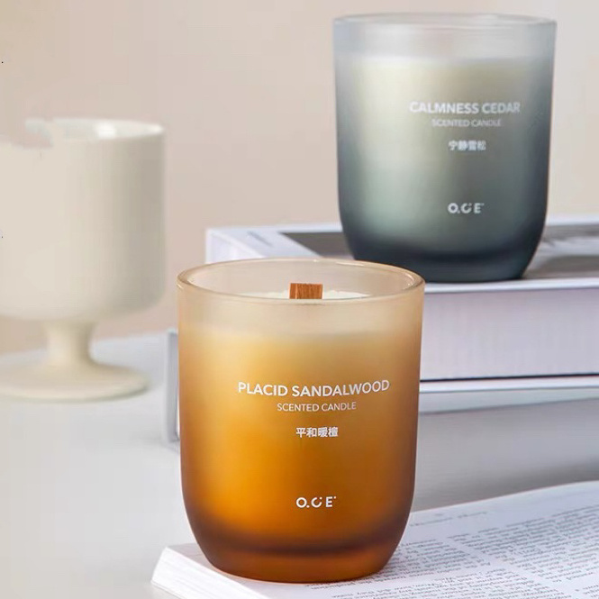 Bulk Order Luxury Candle Fragrance Aroma Customized Scented Frosted Glass Cup Candle With Custom Label