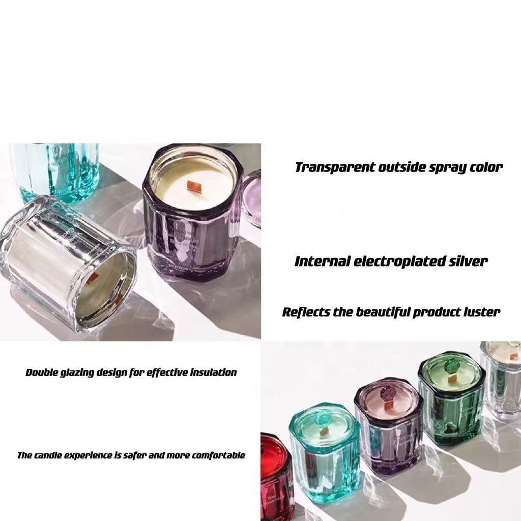 High Quality Holographic 10oz 12oz 8oz Candle Jar Electroplating Glass Candle Holder