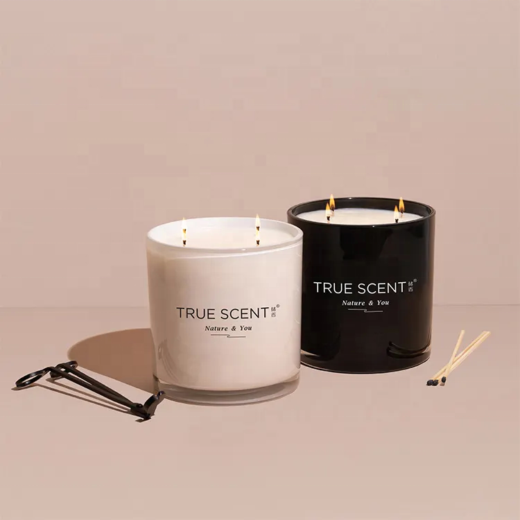 High Quality Luxury Customized Private Label Candles White Black Round Bottom Private Scented Candles