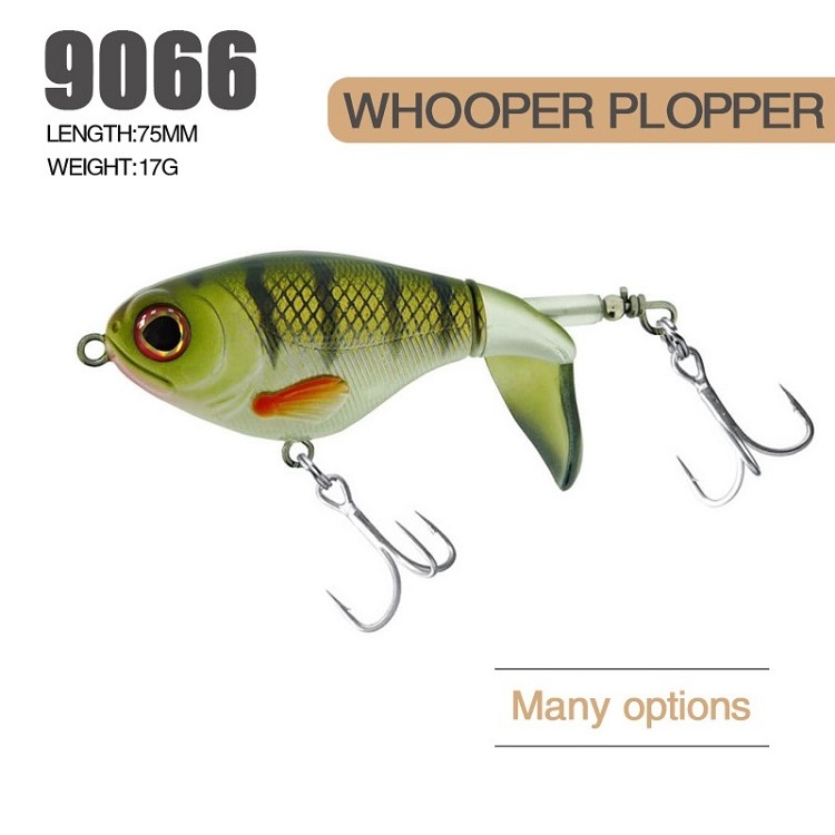 New Design Whopper Plopper Hard Bait 75mm 17g Rotating Wobbler Topwater Pike Bass Artificial Bait Crankbaits