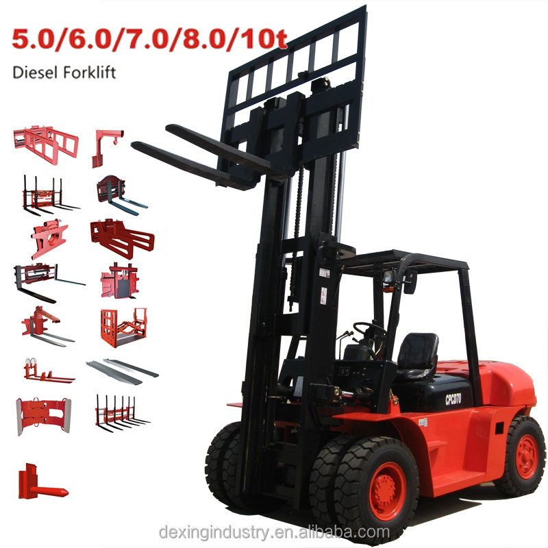 7.0 Tonne Forklift 4.5 Metre Lift Side Shift Fork Positioner Dual Front Tires