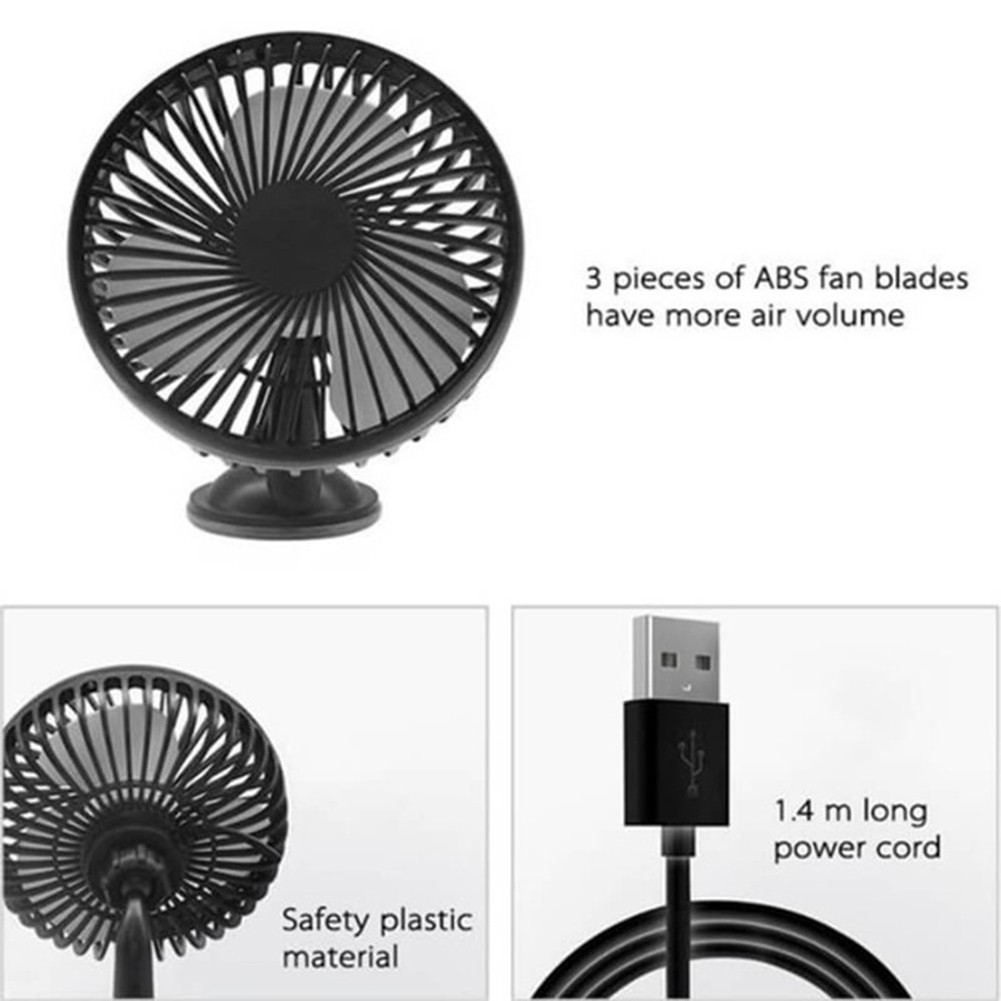 Portable USB Rechargeable 360 Degree Rotation Car Fan Control by Wire Vehicle Cooling Fan Car Electric Fan with Aromatherapy