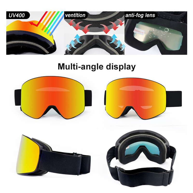 ski goggles manufacturer Low MOQ 50 custom OTG magnetic system over glasses ski/snowboard snow goggles for men