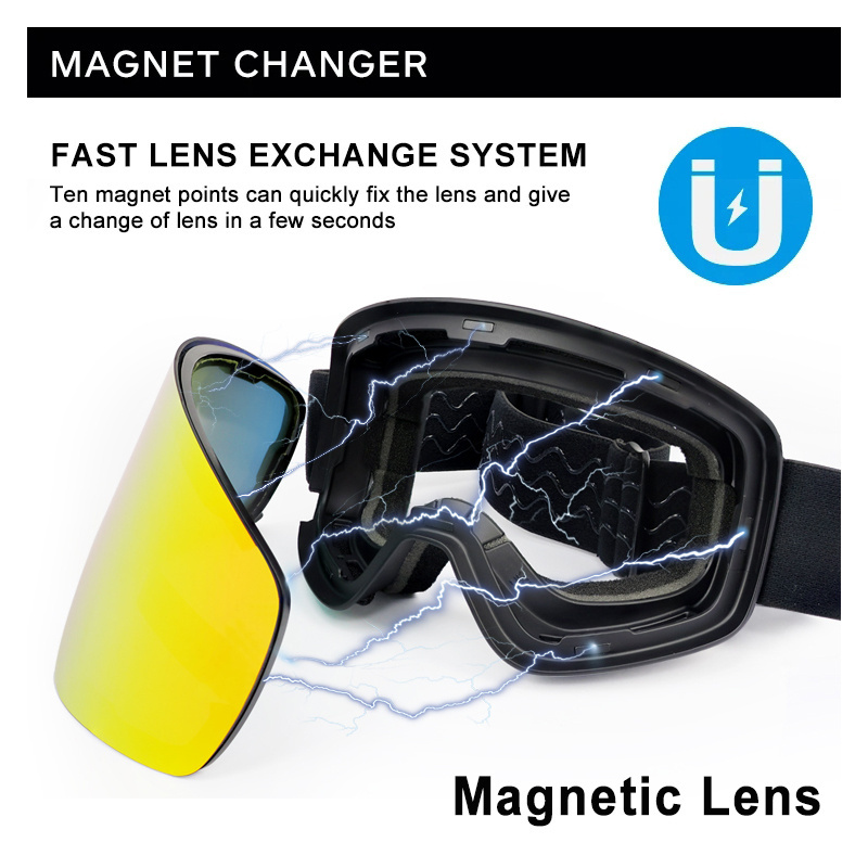 ski goggles manufacturer Low MOQ 50 custom OTG magnetic system over glasses ski/snowboard snow goggles for men