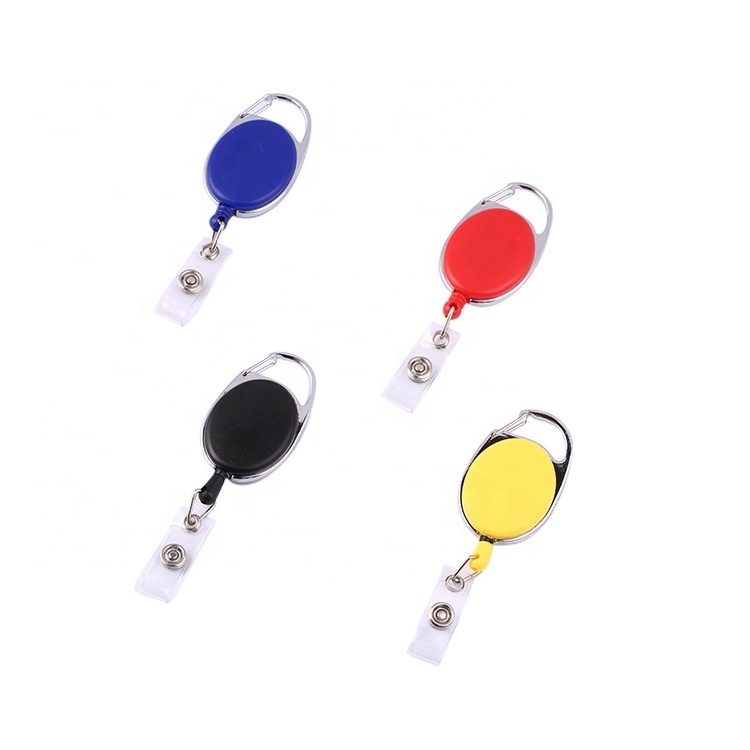 Retractable Pull Key Ring ID Badge NameTag Lanyard Card Holder Recoil Reel Belt Clip