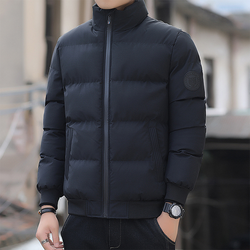 2024 New Design Men Winter Coat Korean Style Thicker Warm Long Sleeve Coat Casual Pure Color Puffer Jacket