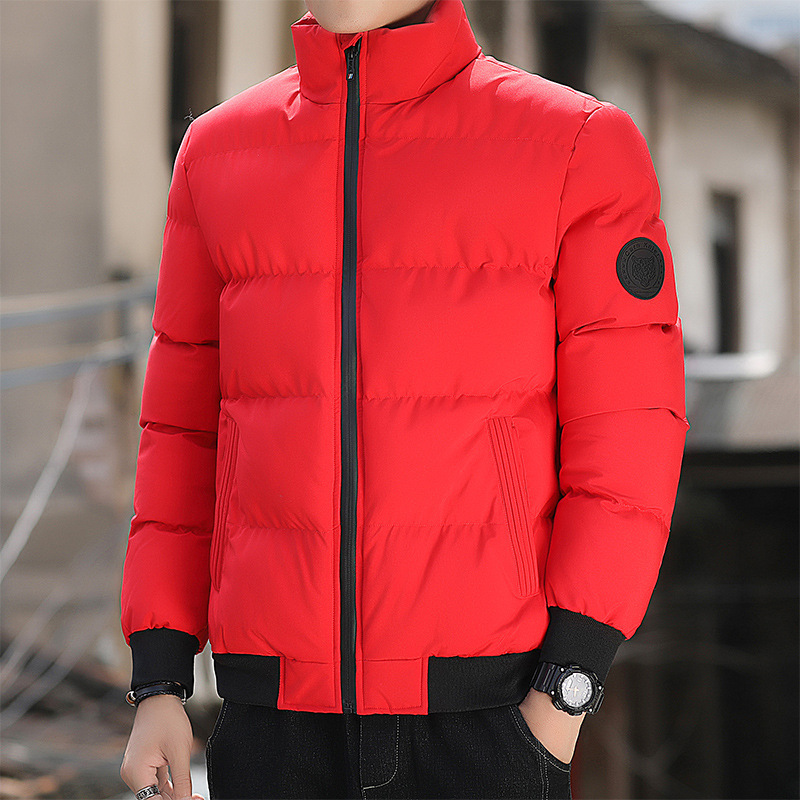 2024 New Design Men Winter Coat Korean Style Thicker Warm Long Sleeve Coat Casual Pure Color Puffer Jacket