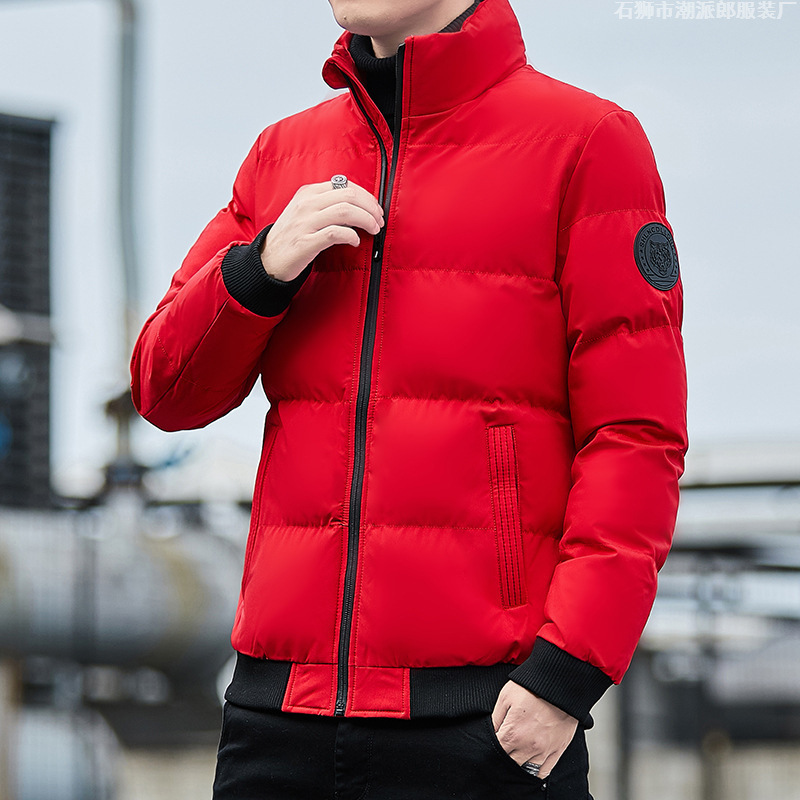 2024 New Design Men Winter Coat Korean Style Thicker Warm Long Sleeve Coat Casual Pure Color Puffer Jacket