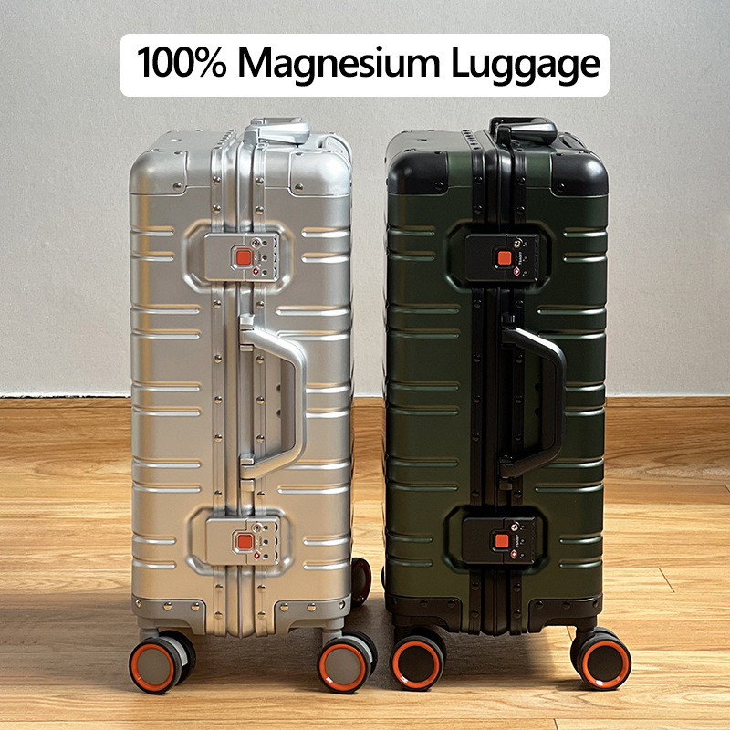 Custom All Magnesium Aluminum alloy Luggage Luxury Metal Gifts Travel Trolley Suitcase With TSA Lock