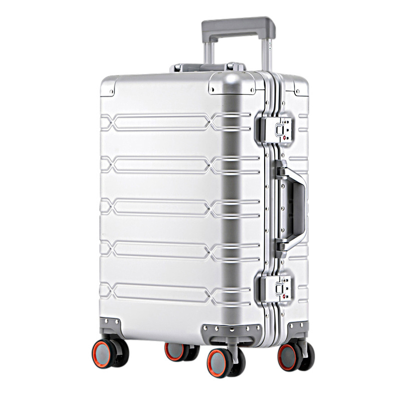 Custom All Magnesium Aluminum alloy Luggage Luxury Metal Gifts Travel Trolley Suitcase With TSA Lock