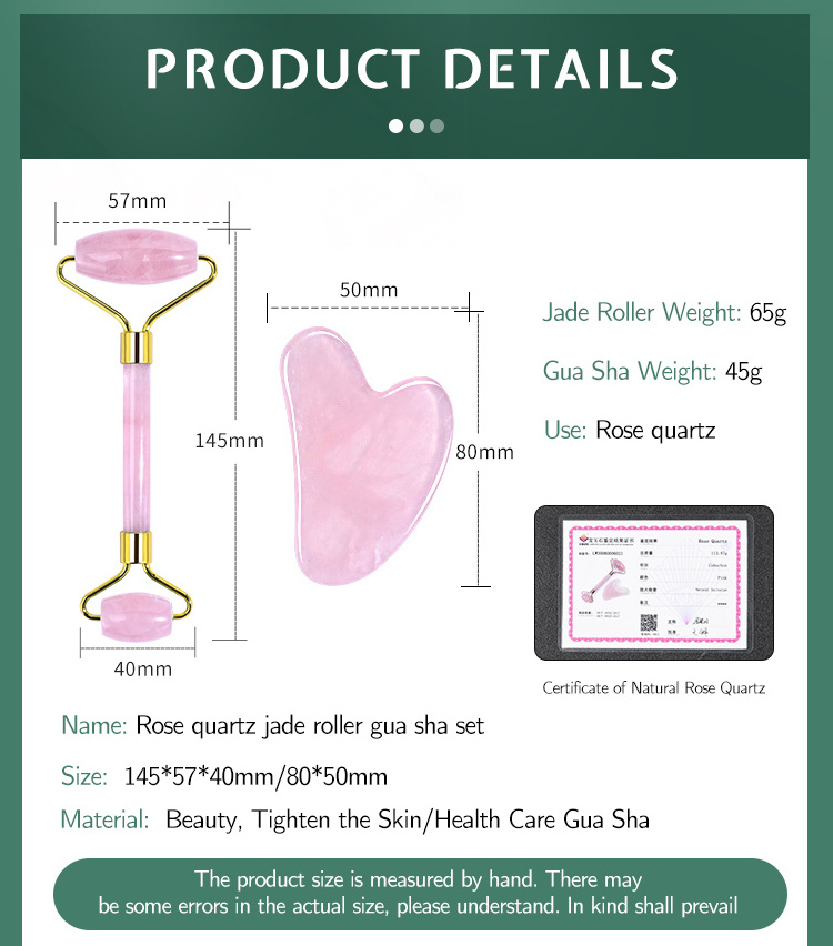 Rose Quartz Jade Roller Gua Sha Set Amethyst Green Pink White Jade Heart Shaped Gua Sha Stone and Face Roller Crystal Guasha Kit