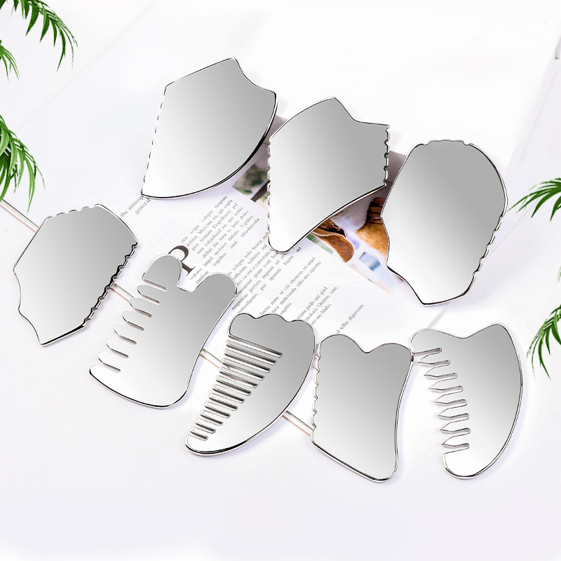 Optimal Price Wholesale Stainless Steel Gua Sha Facial Scraping Massage Tool Custom Logo Metal Stainless Steel GuaSha Set