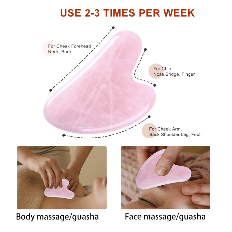 Wholesale Natural Rose Quartz Gua Sha Face Beauty Tool Pink Jade Gua Sha Stone Massager Custom Guasha Rose Quartz Products