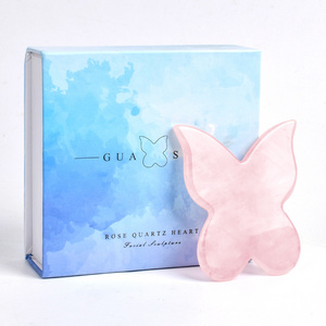 Hot Selling Butterfly Gua Sha Massager Skincare Guasha Tool Natural Rose Quartz Gua Sha