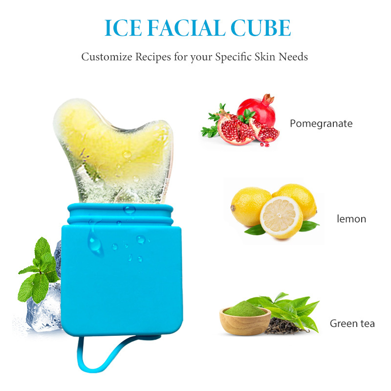 2024 Top Selling Silicone Heart-Shaped Ice Cube Globes Gua Sha Mold Ice Face Roller Skincare Tool Customized Ice Globes Roller