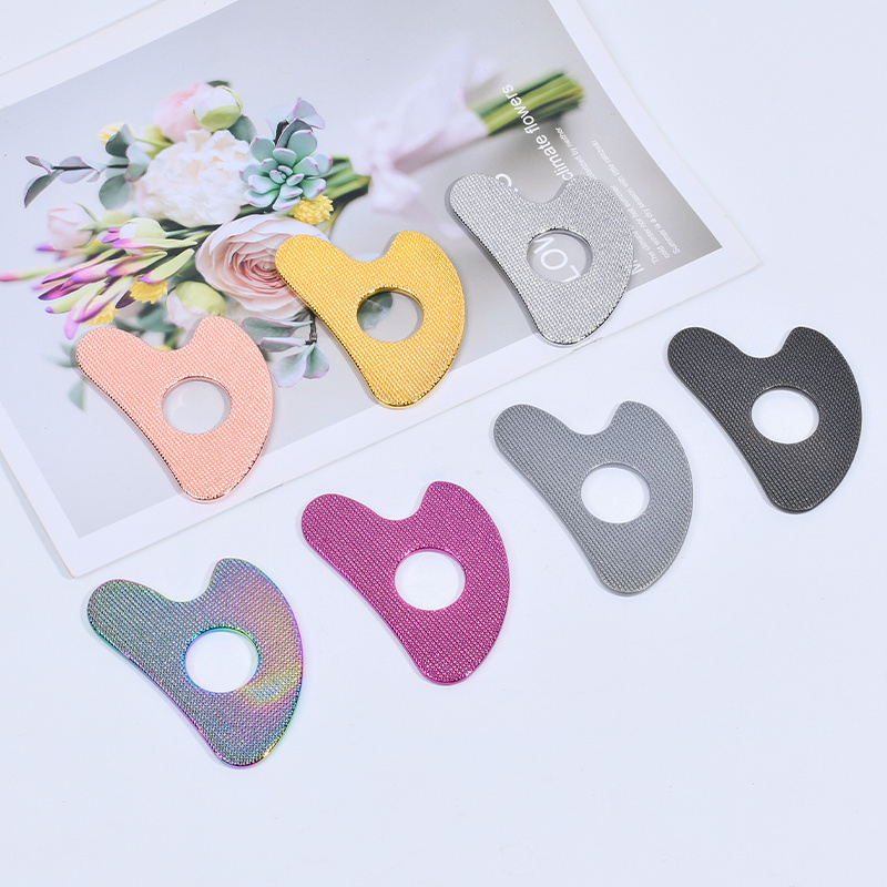 Custom Logo Rainbow Zinc Alloy Metal Guasha Face Skin Care Massage Tool Jade Body Gus Sha Set 304 Stainless Steel Facial Gua Sha