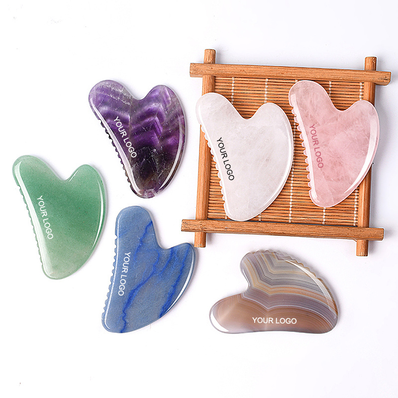 Newest Style Pure Natural Crystal Facial Anti-aging Gua Sha Board Gemstone Skincare Massage Jade Stone Guasha Tool