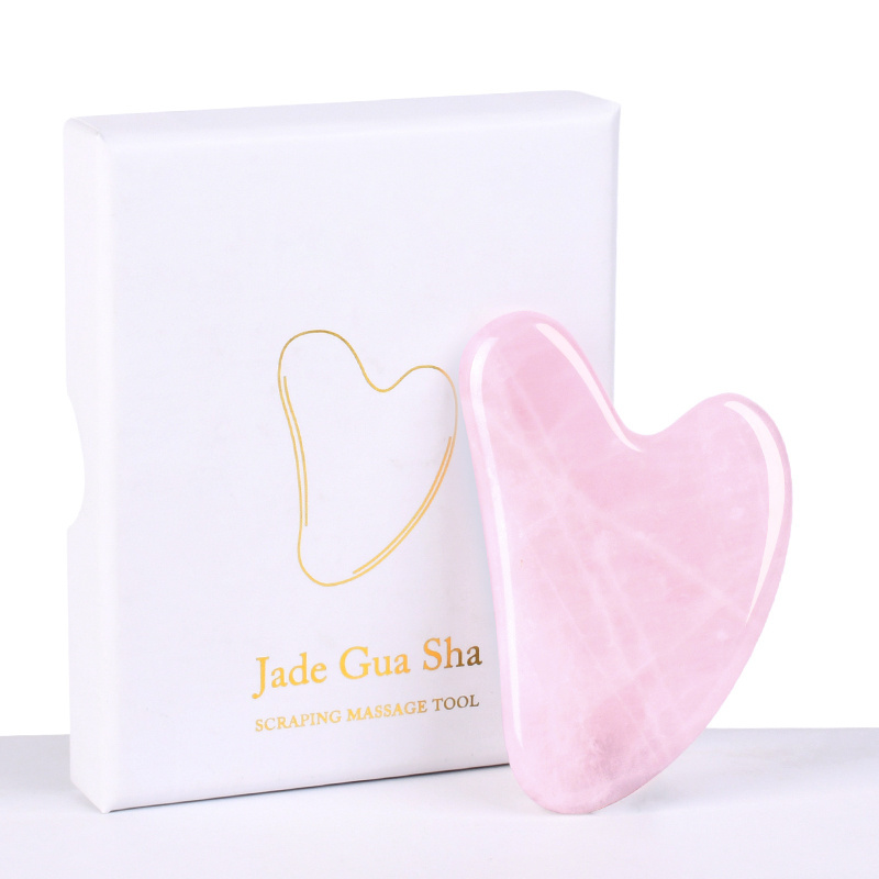 Wholesale Natural Rose Quartz Gua Sha Face Beauty Tool Pink Jade Gua Sha Stone Massager Custom Guasha Rose Quartz Products