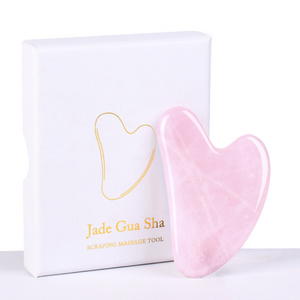 Natural Rose Quartz Gua Sha Face Skincare Beauty Tool Pink Crystal Jade Stone Guacha Board Custom Logo Facial Guasha Massager