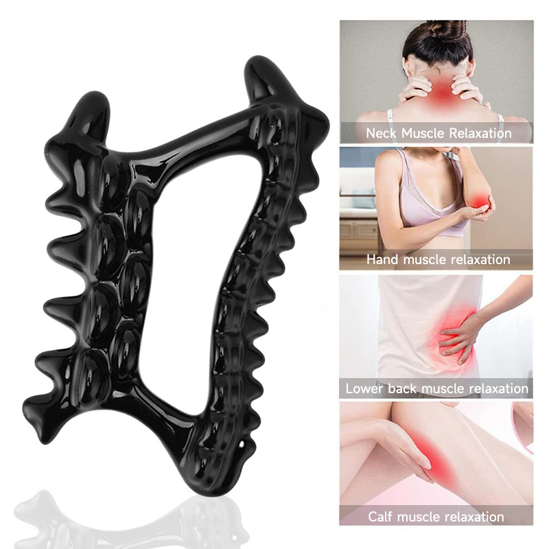 Hot Selling Full Body Skin Healthcare Sculpting Gus Sha Scraping Massage Tool White Ceramic Guasha Black Jade Stone Gua Sha