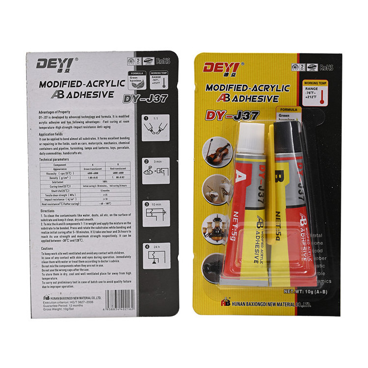 DEYI J37 top quality modified acrylic ab glue for repairing daily commodities