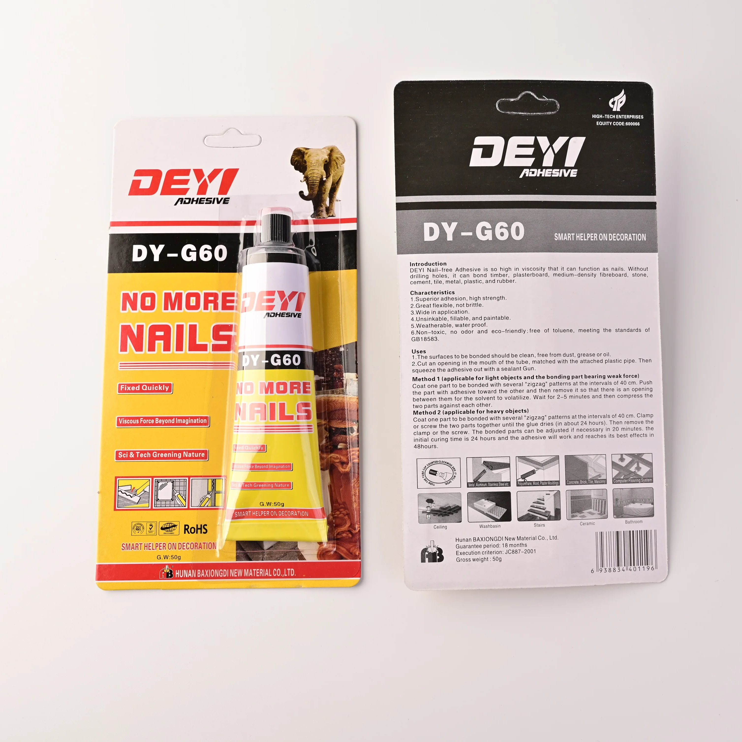 G60 No More Nails Glue,Heavy-Duty Mounting Adhesive,No Nails Strong Glue for Wood,Ceramic,Metal&More,White Instant Grab Adhesive