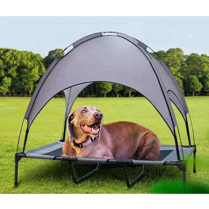 Moistureproof Pet Camp Bed Breathable Elevated Dog Bed Adumbral Outdoor Dog Bed with Canopy