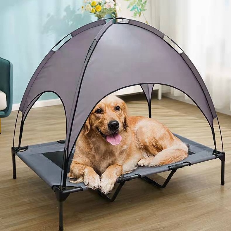 Moistureproof Pet Camp Bed Breathable Elevated Dog Bed Adumbral Outdoor Dog Bed with Canopy