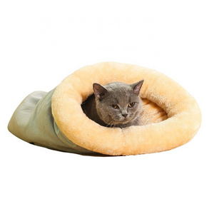 Novelty Cute Pet Sleeping Bag Warm Durable Luxury Plush Pet Cat Bed Soft Pet Bed for Cat