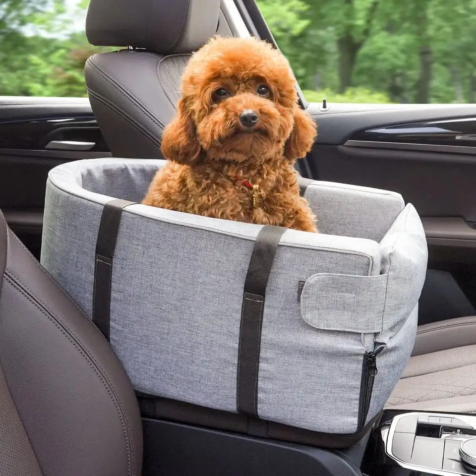 Factory Pet Dog Armrest Booster Interactive Car Seat Safety  Console Travel Carrier with Pet Removable Bed