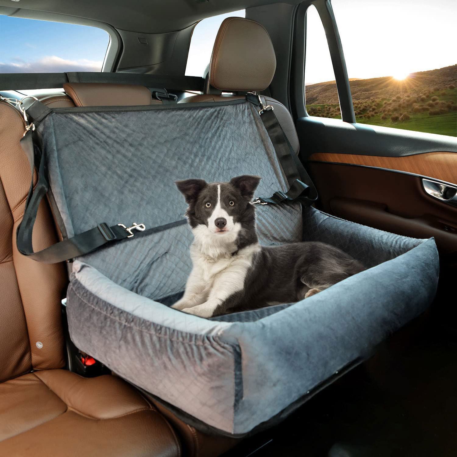 Medium and large car dog kennel safety seat multifunctional car pet kennel travel bed comfortable safety dog seat