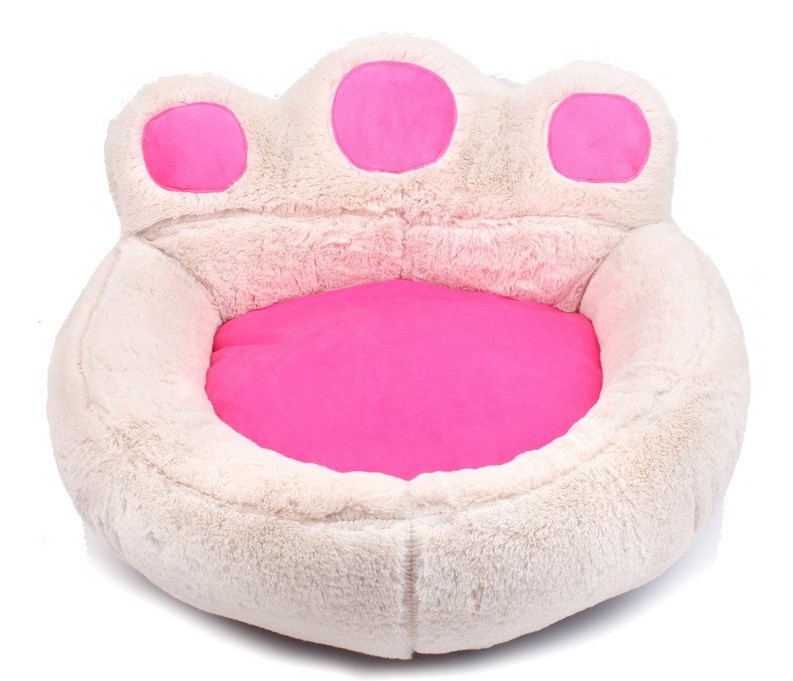 Whosale Fashionable Pet Bed Corduroy Material Short Plush Warm Dog Paw Shape Dog Bed Round Dog Cat Pet Bed